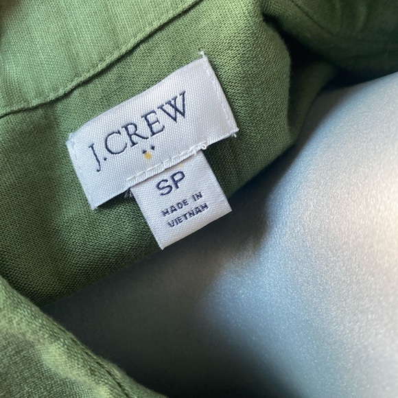 J crew new linen army green cargo button down - Picture 5 of 5